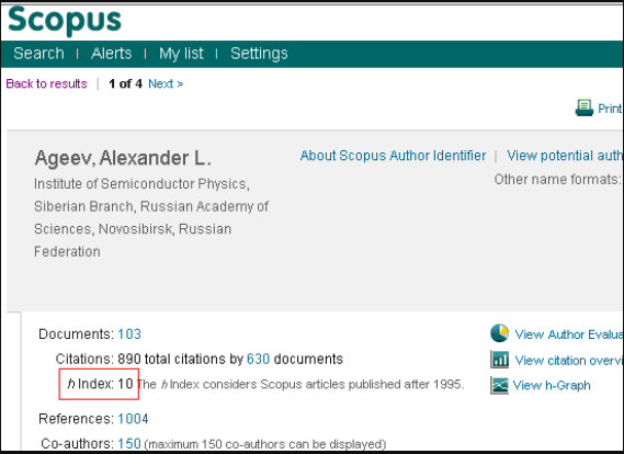 индекс хирша в scopus